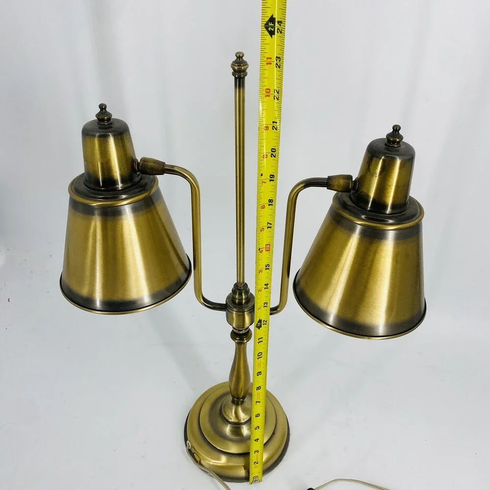 Vintage Three Way Brass Table Lamp Task Lighting Student Desk Lamp Works!